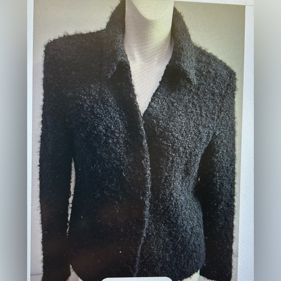 PERUVIAN LINK ALPACA COLLECTION BLACK BOUCLE KNIT CARDIGAN BLAZER JACKET SIZE S - Picture 8 of 8